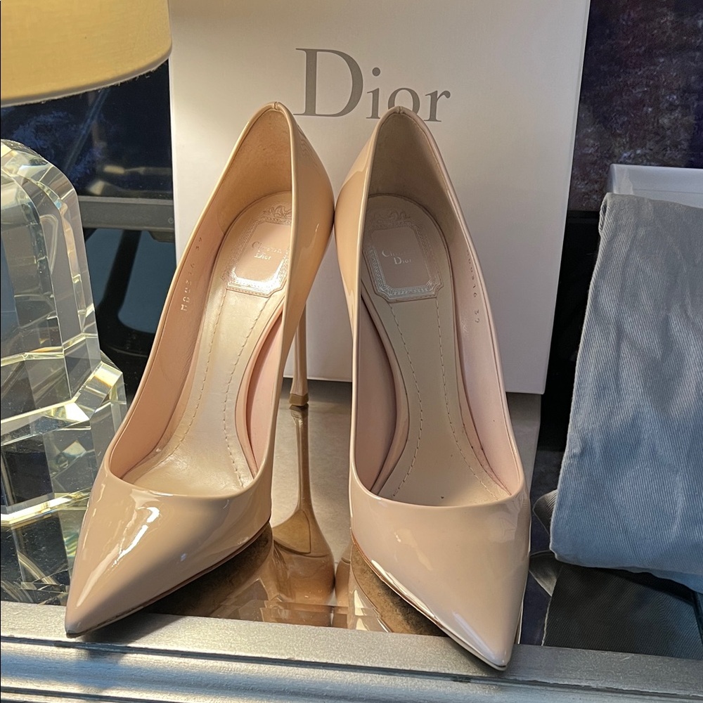 Dior Blush Patent Leather Pointed-Toe heels Dior Essence Calfskin Rose Poundre